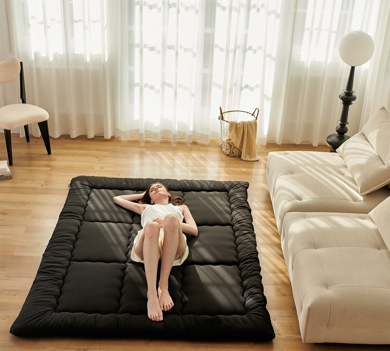 JGG Black Foldable Japanese Floor Mattress 3"Th Inches