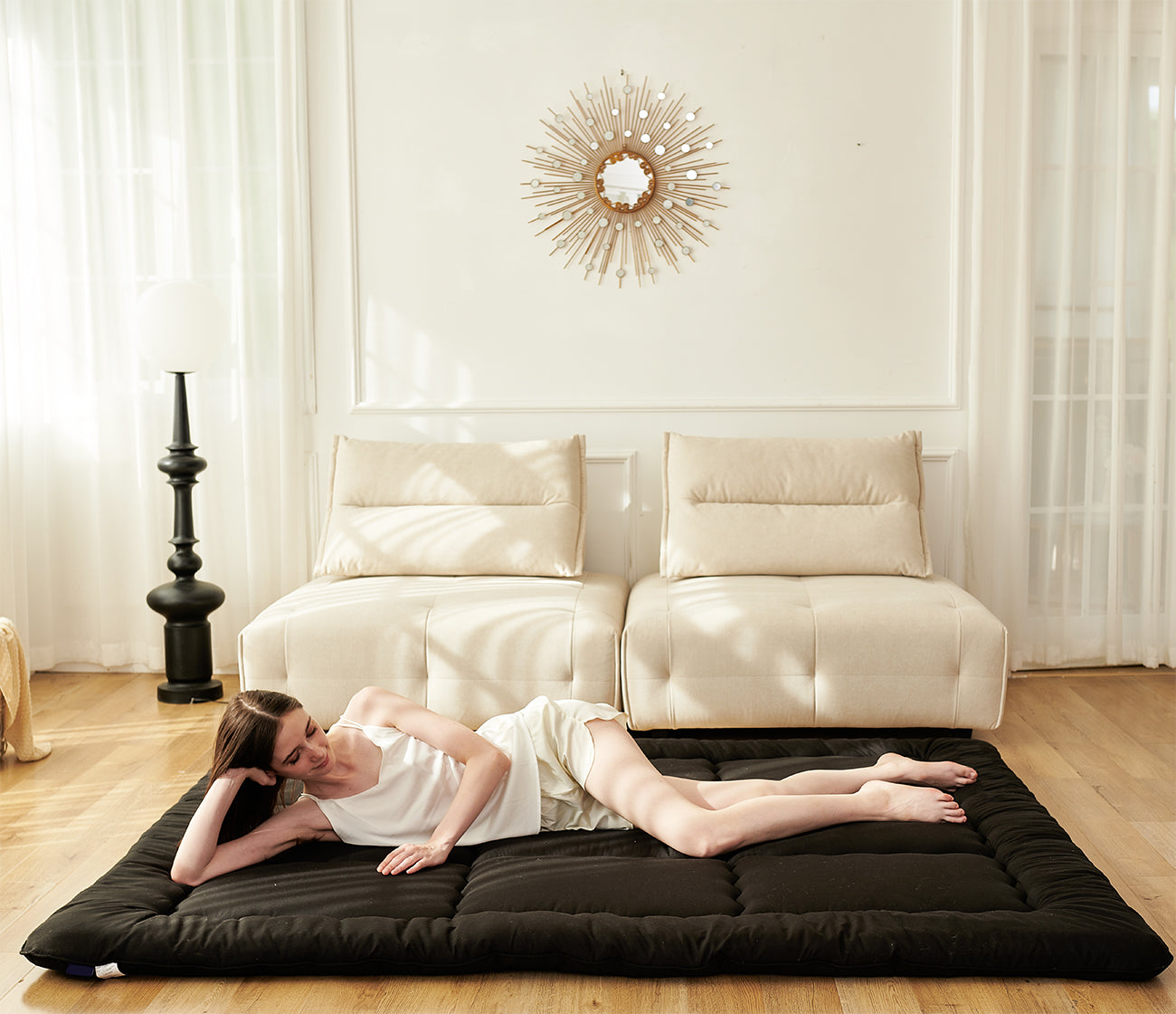 JGG Black Foldable Japanese Floor Mattress 3"Th Inches